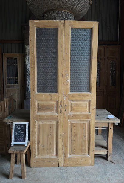 3 Panel Antique Glass French Doors - 42.5x93.5 - K475