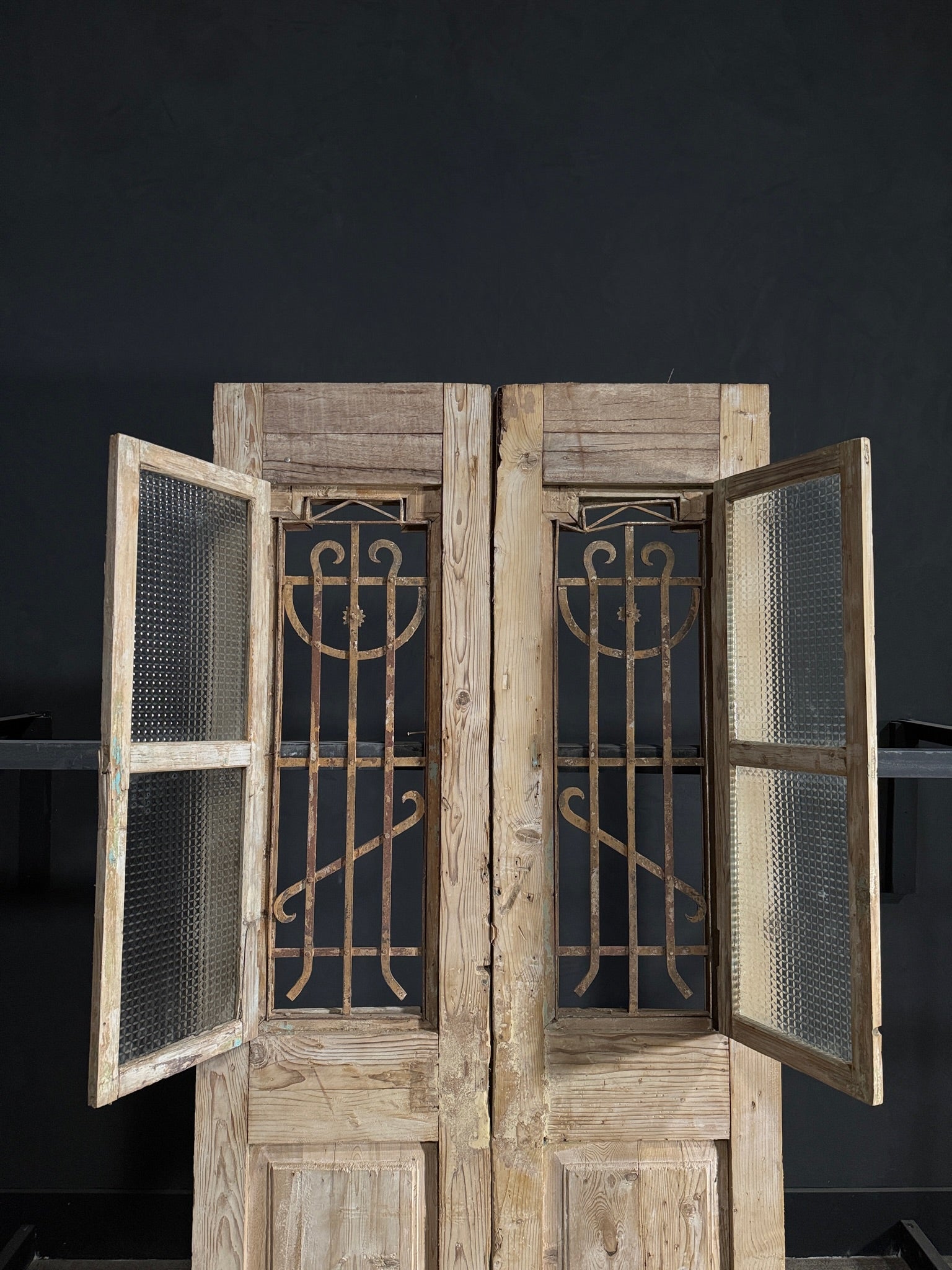 Antique Carved Iron French Doors - 41x87 - N82