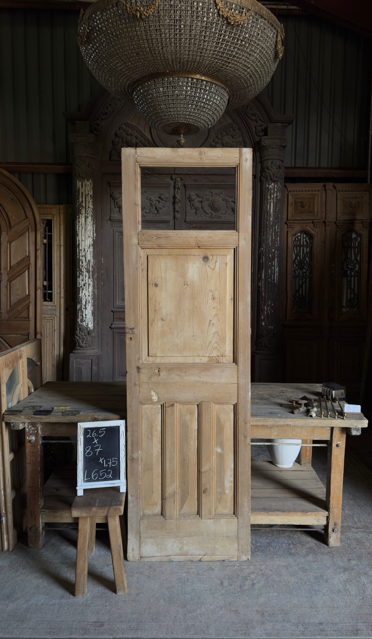Antique 3 Panel Door - 26.5x87 - L652