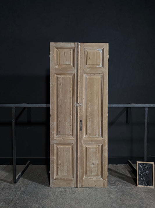 Antique 3 Panel Solid Double Doors - 41.75x103.5 - N383