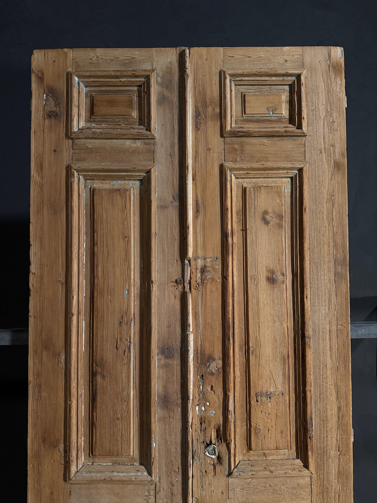 Antique Carved 4 Panel Double Doors - 43.5x98.5 - N644