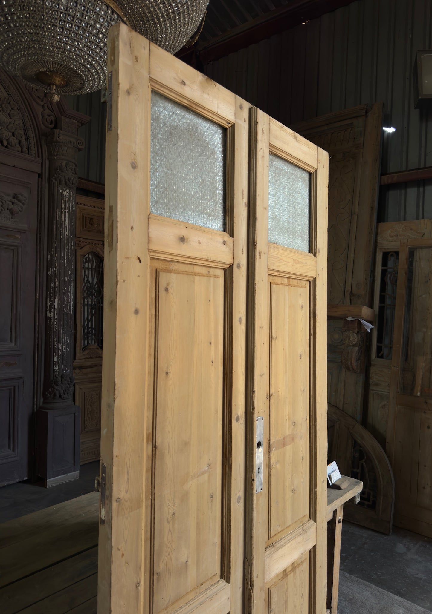 3 Panel Antique Glass Top French Doors - 40x87.25 K411