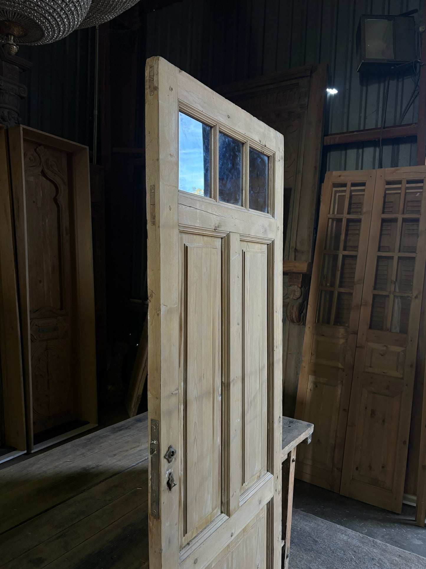 19th Century European Antique Glass Single Door - 32x85 - L59