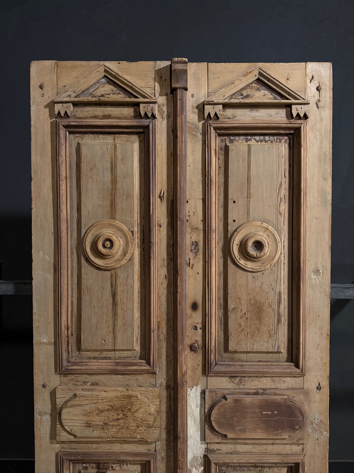 Antique Carved 3 Panel Double Doors - 45x93 - N703