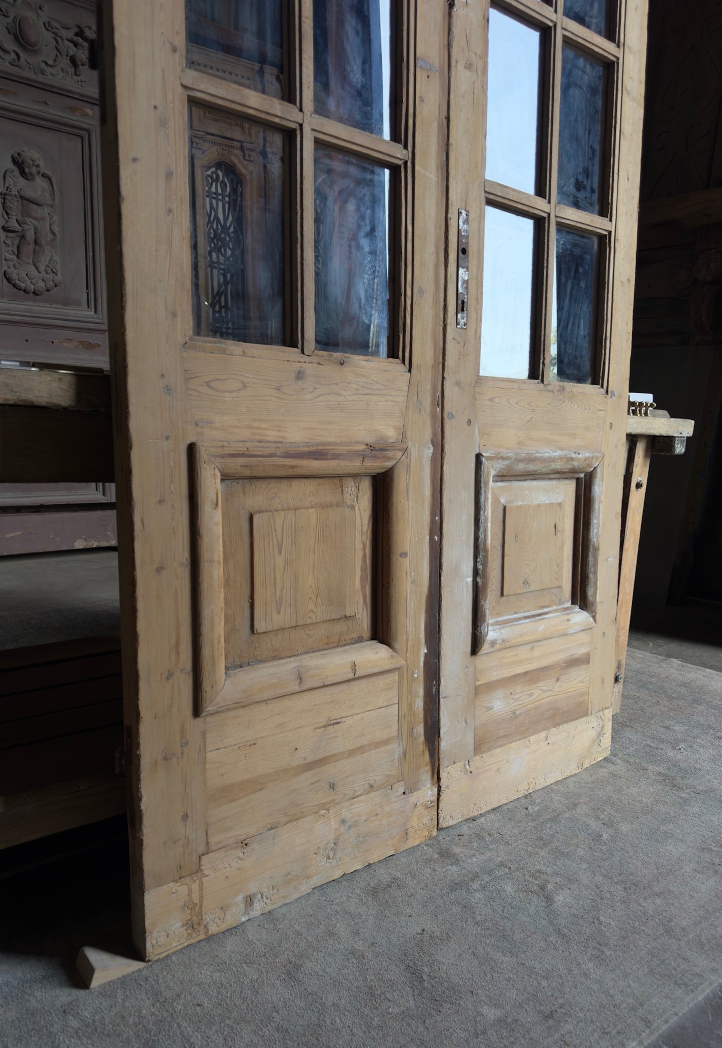 Antique Glass 8 Lite French Doors - 44.5x87 - L586
