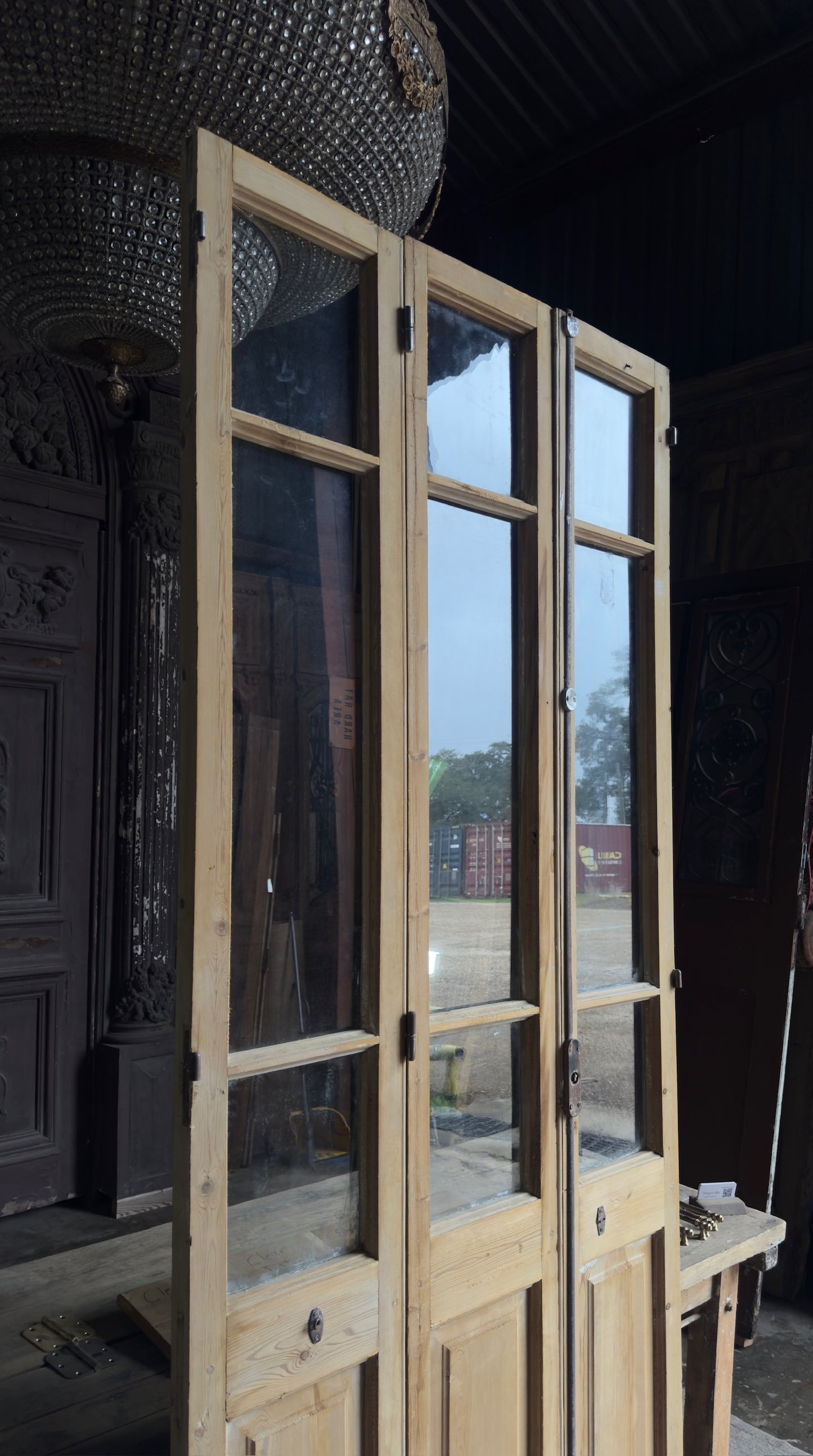 Tri-Fold Antique Glass Doors - 39.75x98 - L429