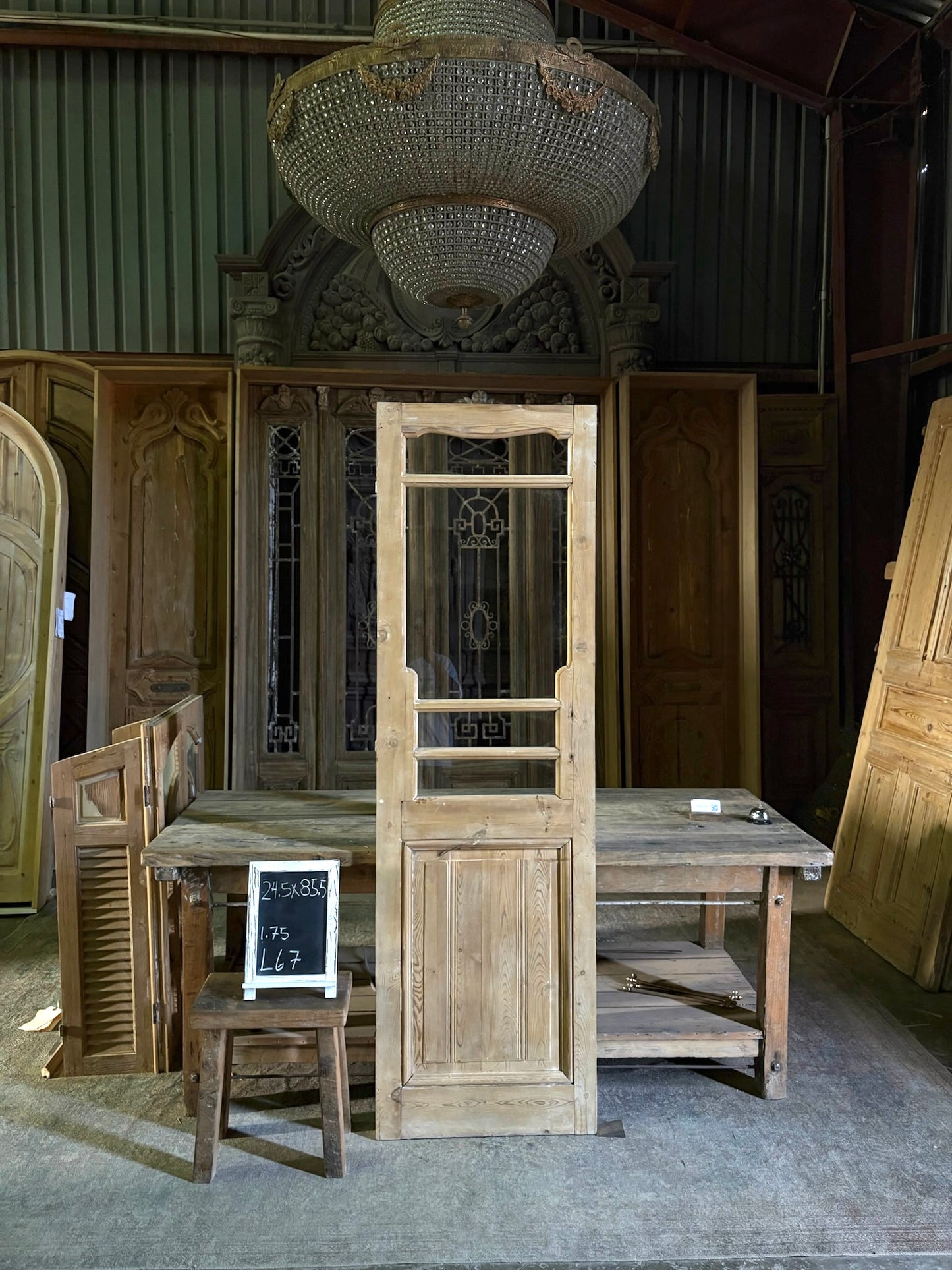 European Antique Glass Single Door - 24.5x85.5 - L67