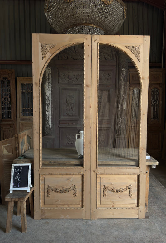 (Valencia) Handcrafted Arched Open Glass French Doors - 60x96 L1