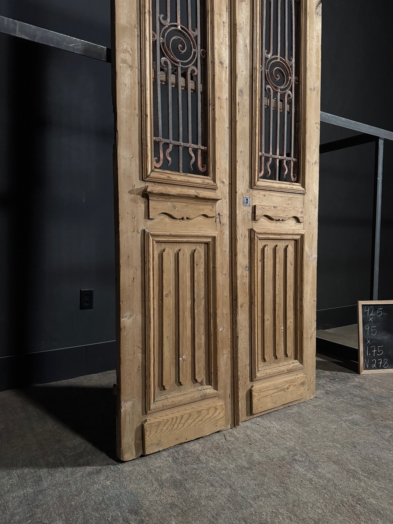 Antique Carved Iron French Doors - 42.5x95 - N278