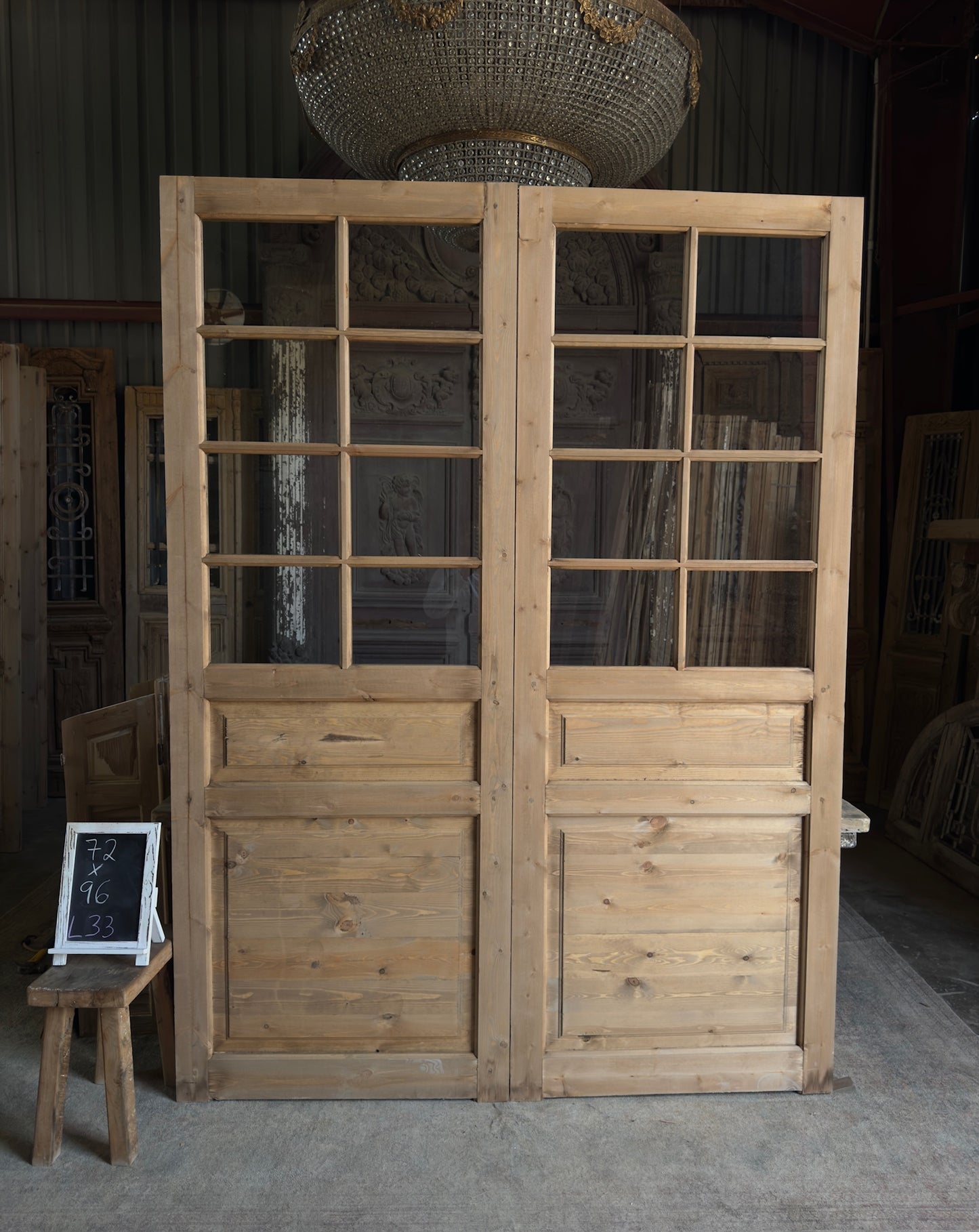 Handcrafted 8 Lite Glass French Doors - 72x96 L33