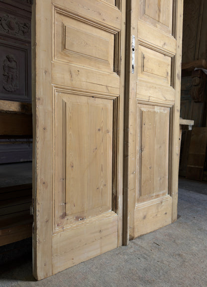 3 Panel Antique Solid French Doors - 43.25x96 K372