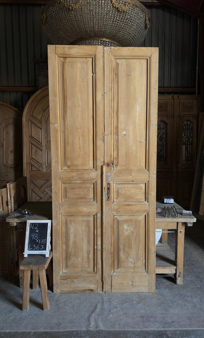 3 Panel Antique Solid French Doors - 42x98 - L363