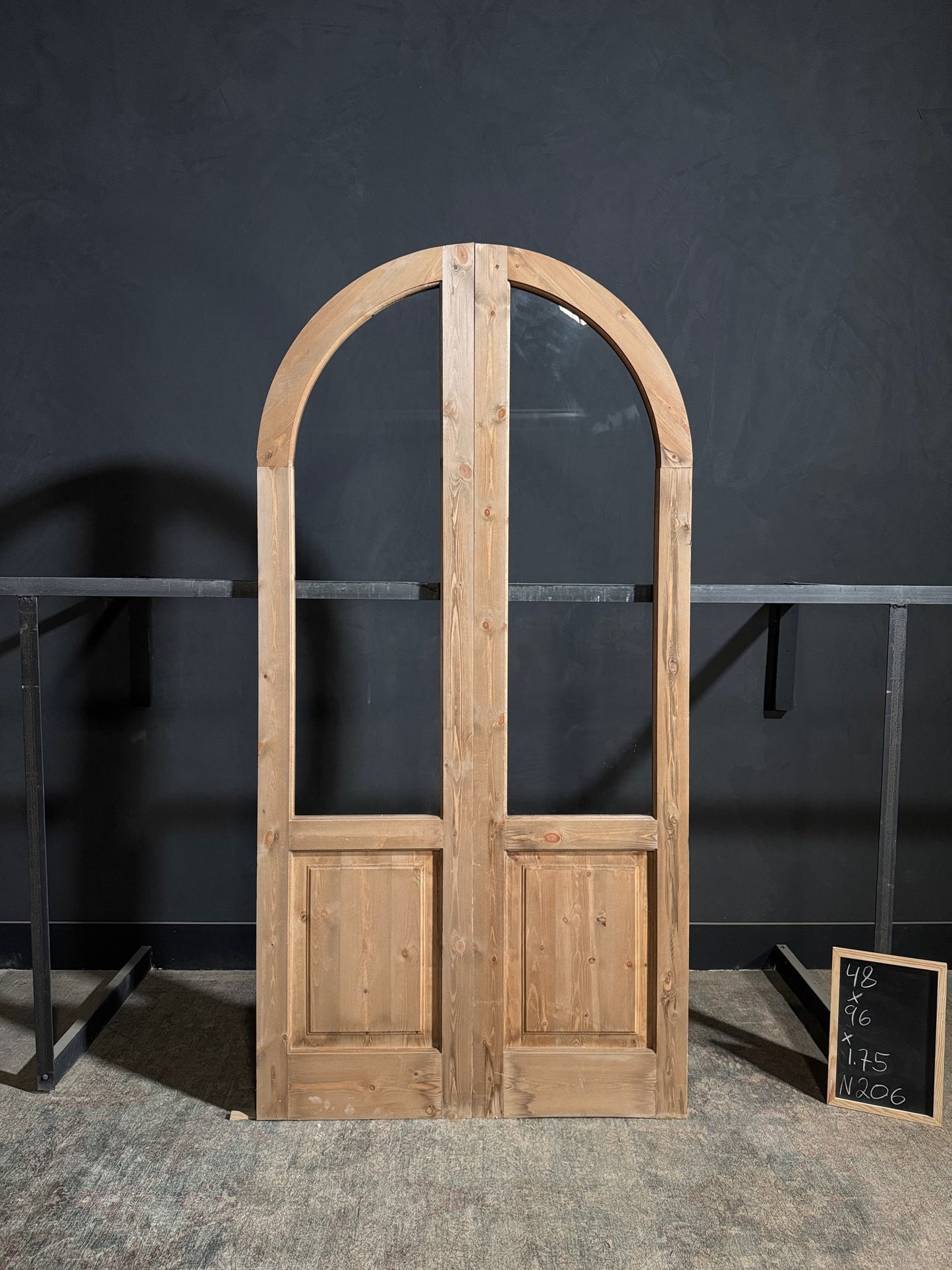 Handcrafted 2 Panel Arched Glass Double Doors - 48x96 - N206