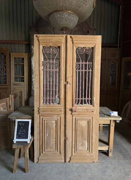 Scrolled Antique Iron French Doors - 44x85 K285