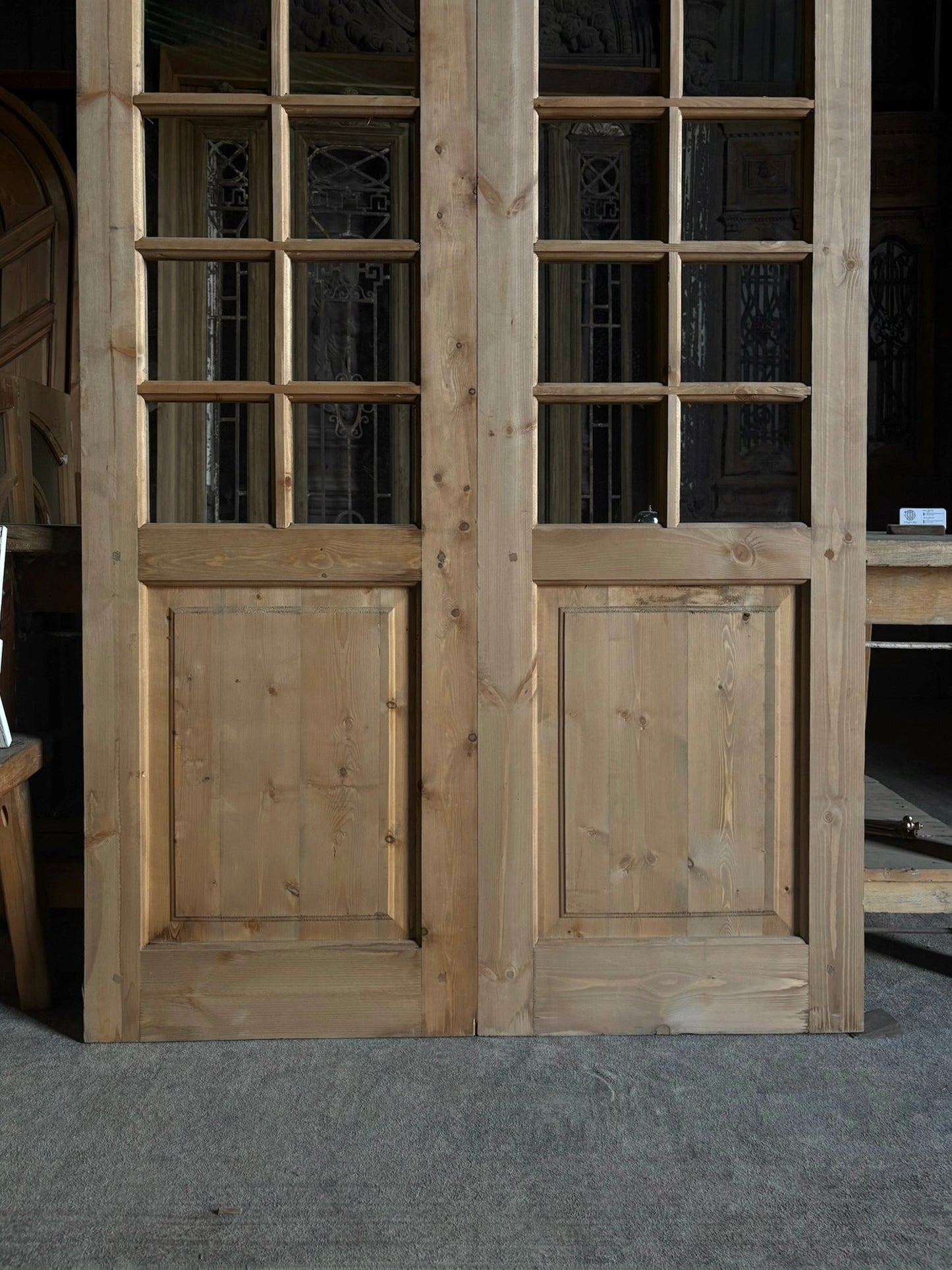 (Elise) Handcrafted Arched Glass French Doors - 48x96 L48