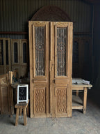 Hand Carved Antique Iron Double Doors - 40x90 J13