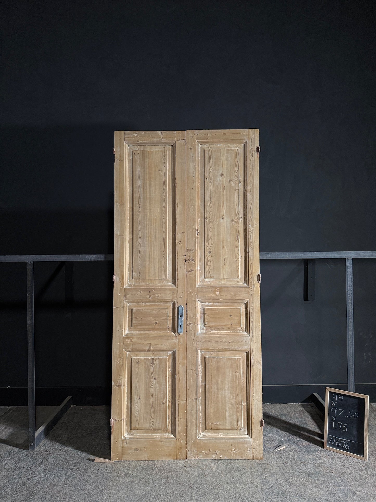 Antique 3 Panel Solid Double Doors - 44x97.5 - N606