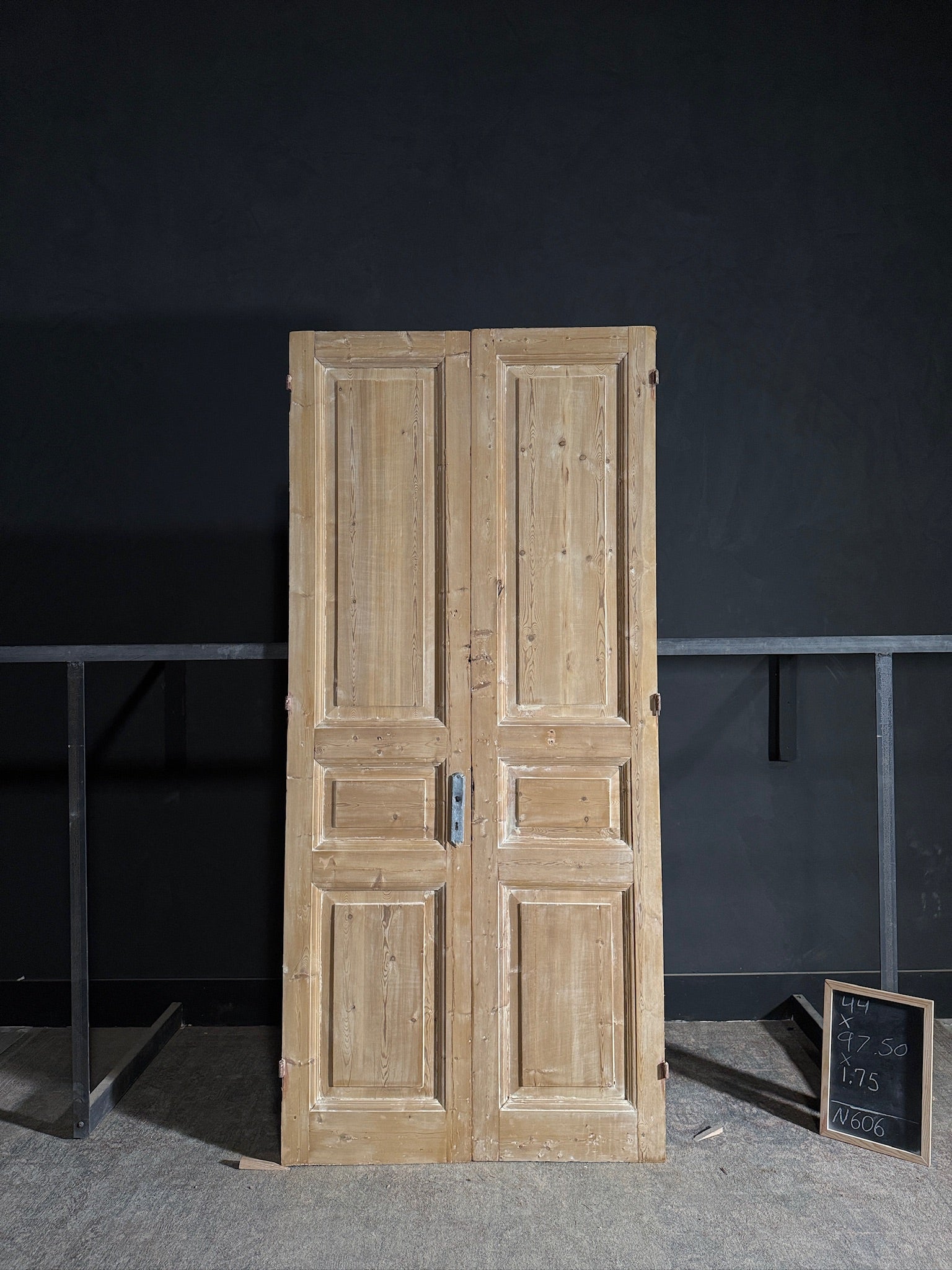 Antique 3 Panel Solid Double Doors - 44x97.5 - N606