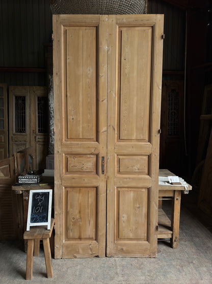 3 Panel Antique Solid French Doors - 44x101 J382