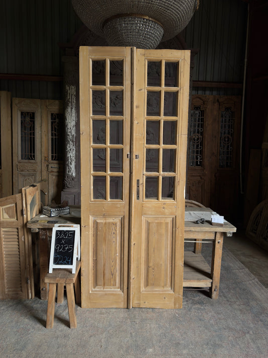 20 Lite Antique Glass French Doors - 38.25x92.75 J224