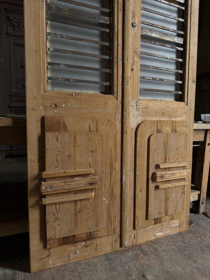 Horizontal Pattern Antique Iron French Doors - 43.5x94 J35