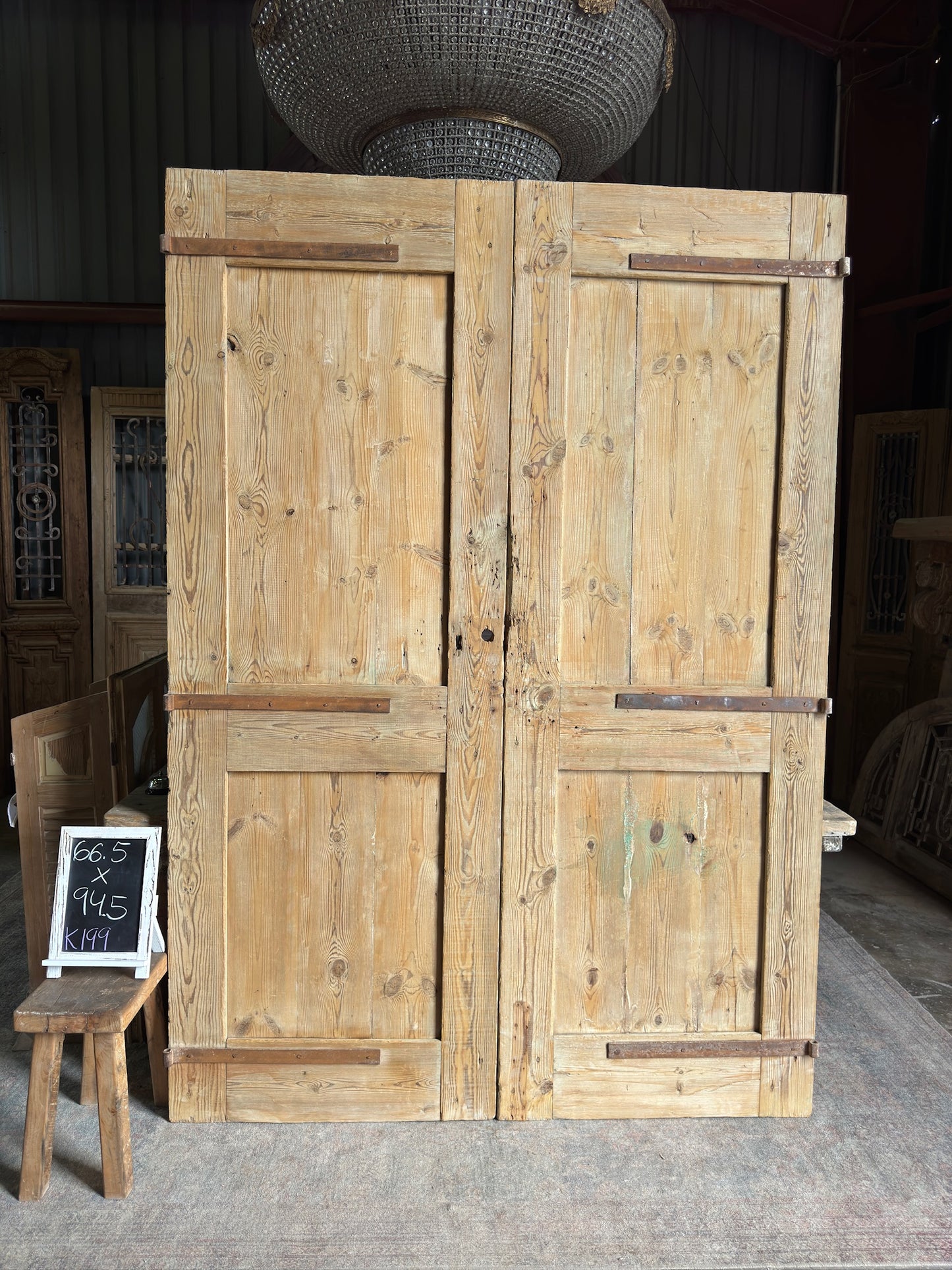 Antique Hand Carved Solid Wood Doors - 66.5x94.5 K199