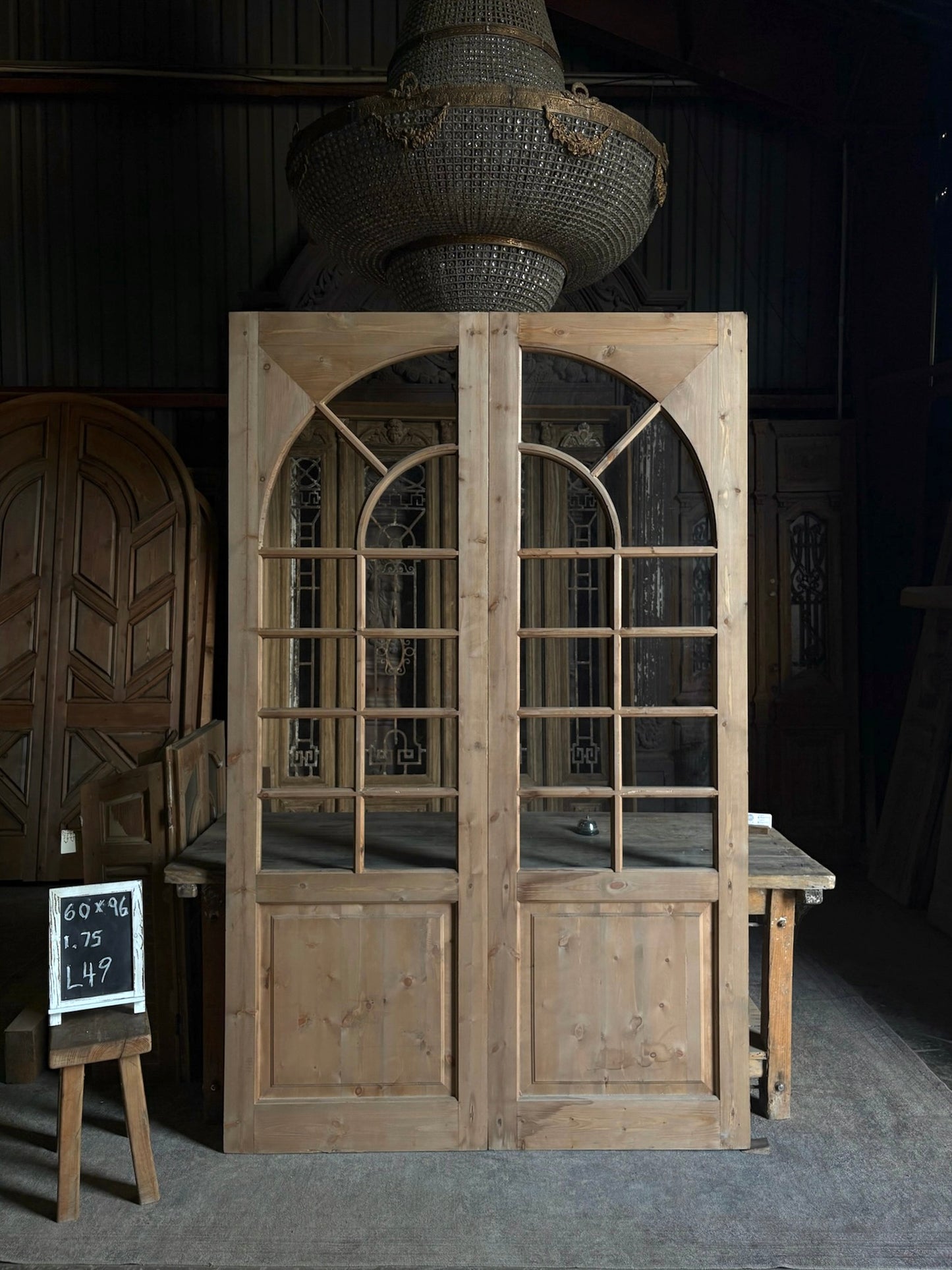 (Elise) Handcrafted Arched Glass French Doors - 60x96 L49