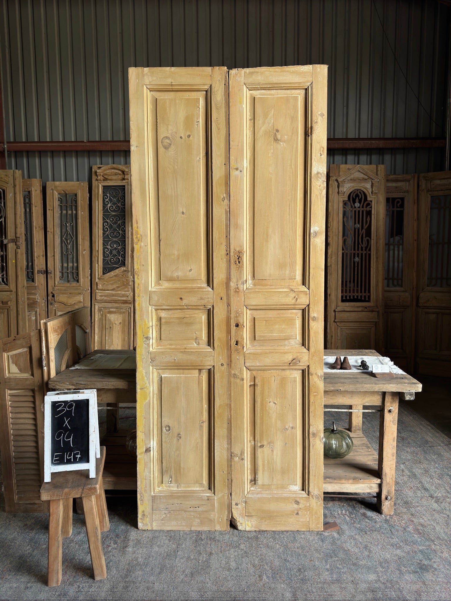 19th Century Antique French Doors - 39x94 E147 - Magnolia Antique Door Co.