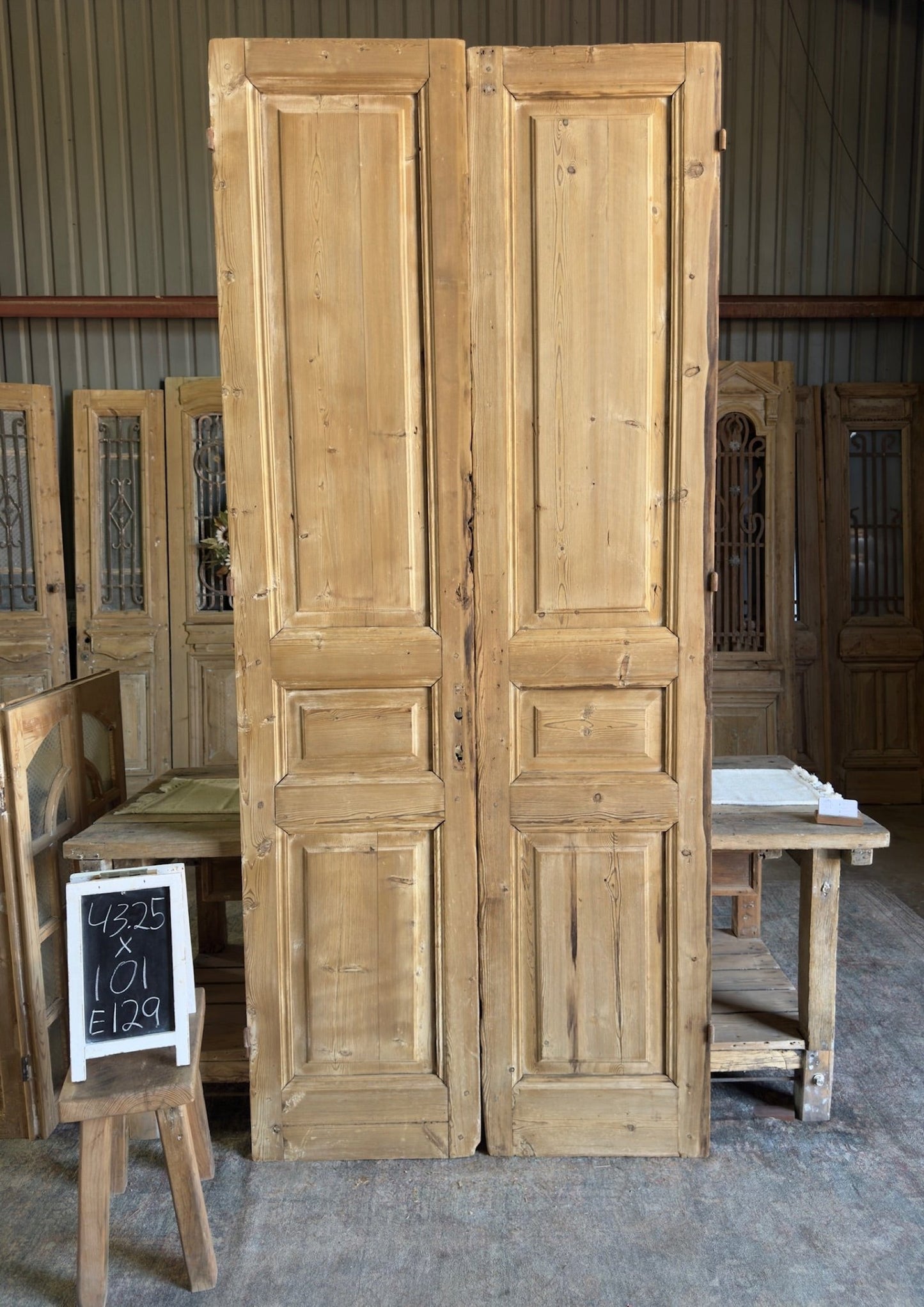 19th Century Antique French Doors - 43.25x101 E129 - Magnolia Antique Door Co.