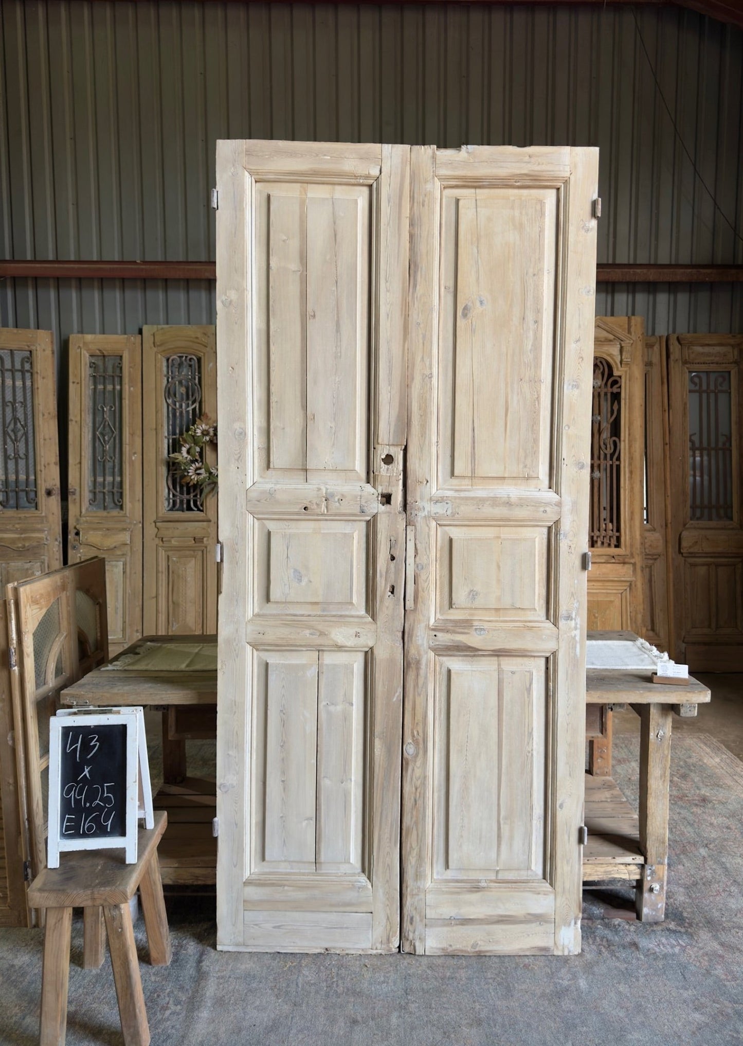 19th Century Antique French Pair - 42x94.25 E164 - Magnolia Antique Door Co.