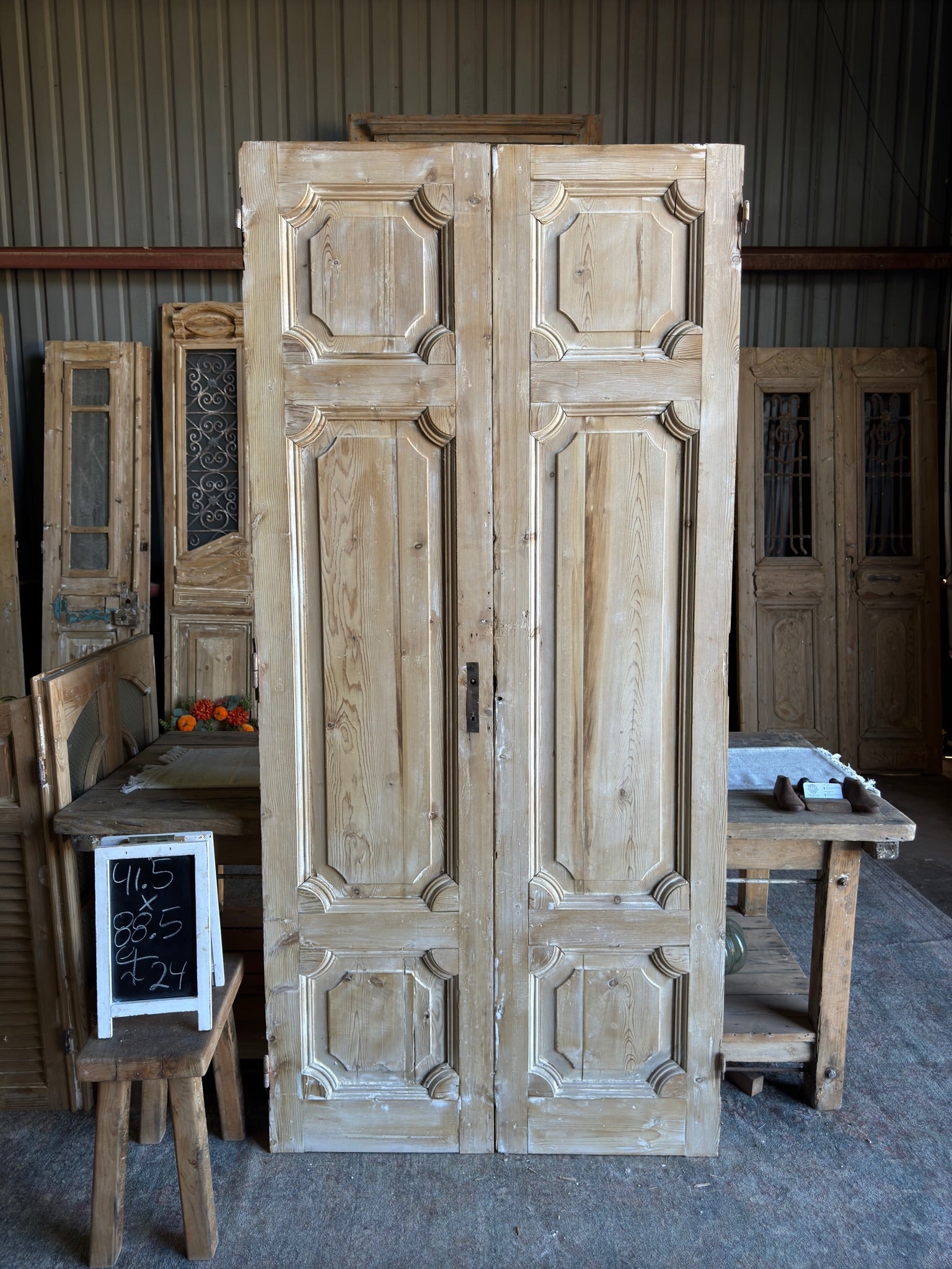 19th Century Baltic Pine Antique Doors - 41.5x88.5 F24 - Magnolia Antique Door Co.