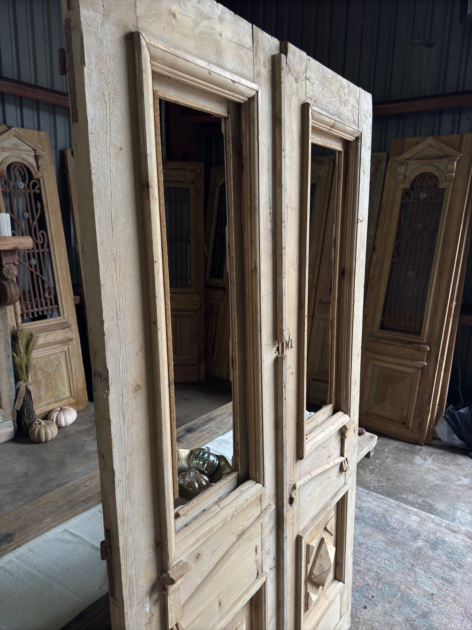 19th Century Diamond Panel Antique Doors - 48x89 F14 - Magnolia Antique Door Co.