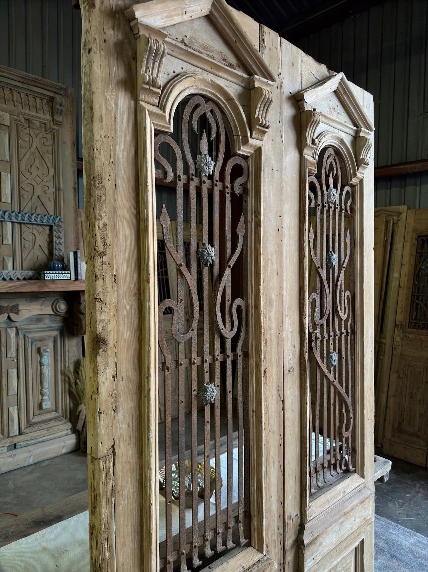 19th Century Iron Antique French Doors - 53.25x100.5 F95 - Magnolia Antique Door Co.