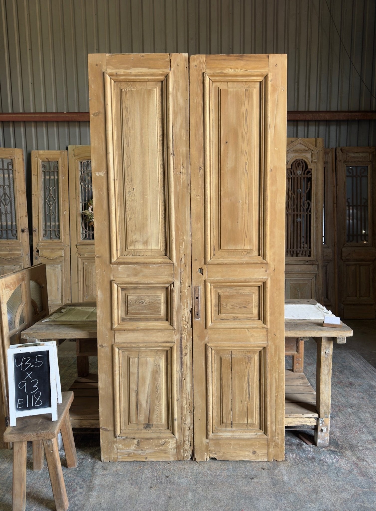 19th Century Raised Molding Antique French Doors - 43.5x93 E118 - Magnolia Antique Door Co.