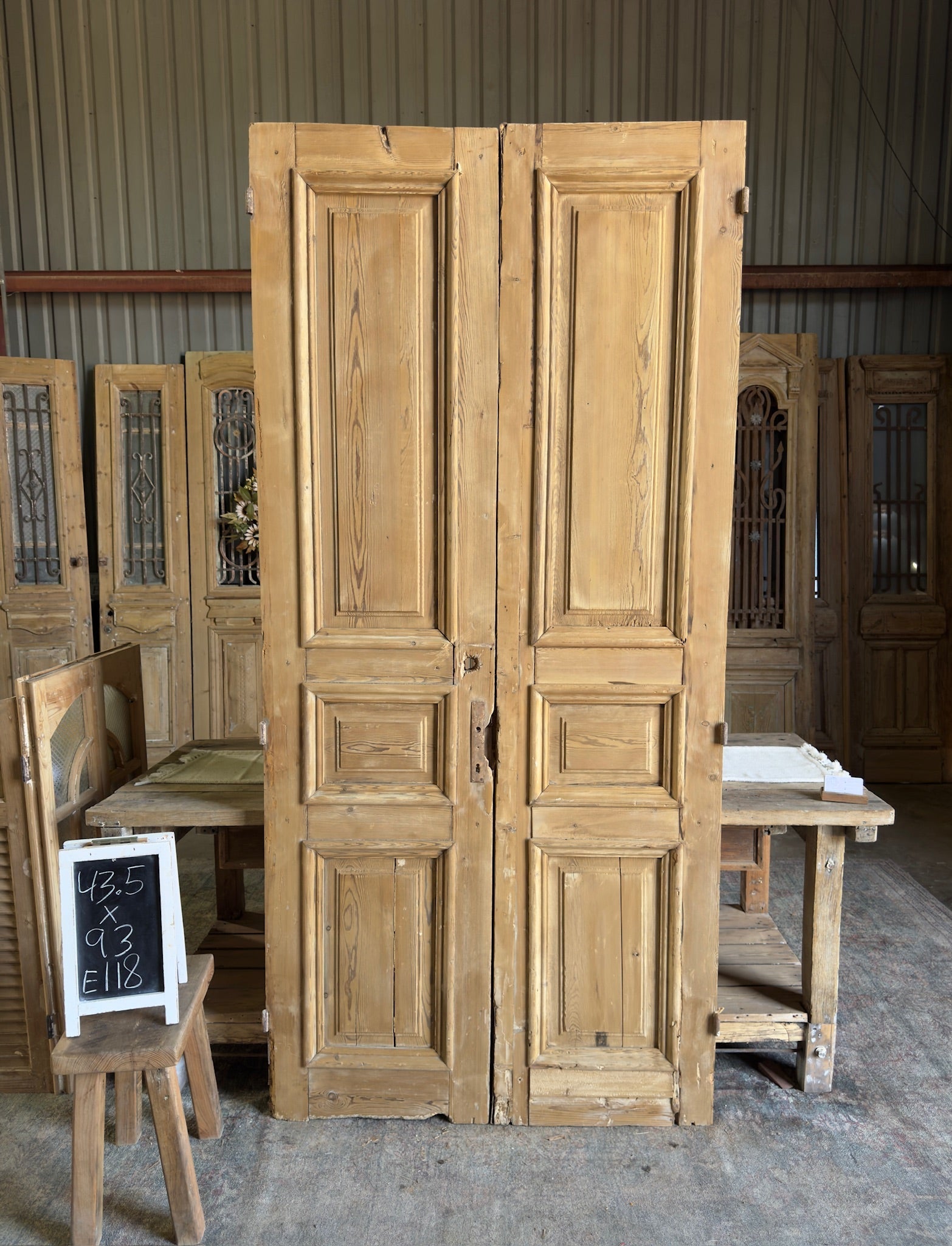 19th Century Raised Molding Antique French Doors - 43.5x93 E118 - Magnolia Antique Door Co.