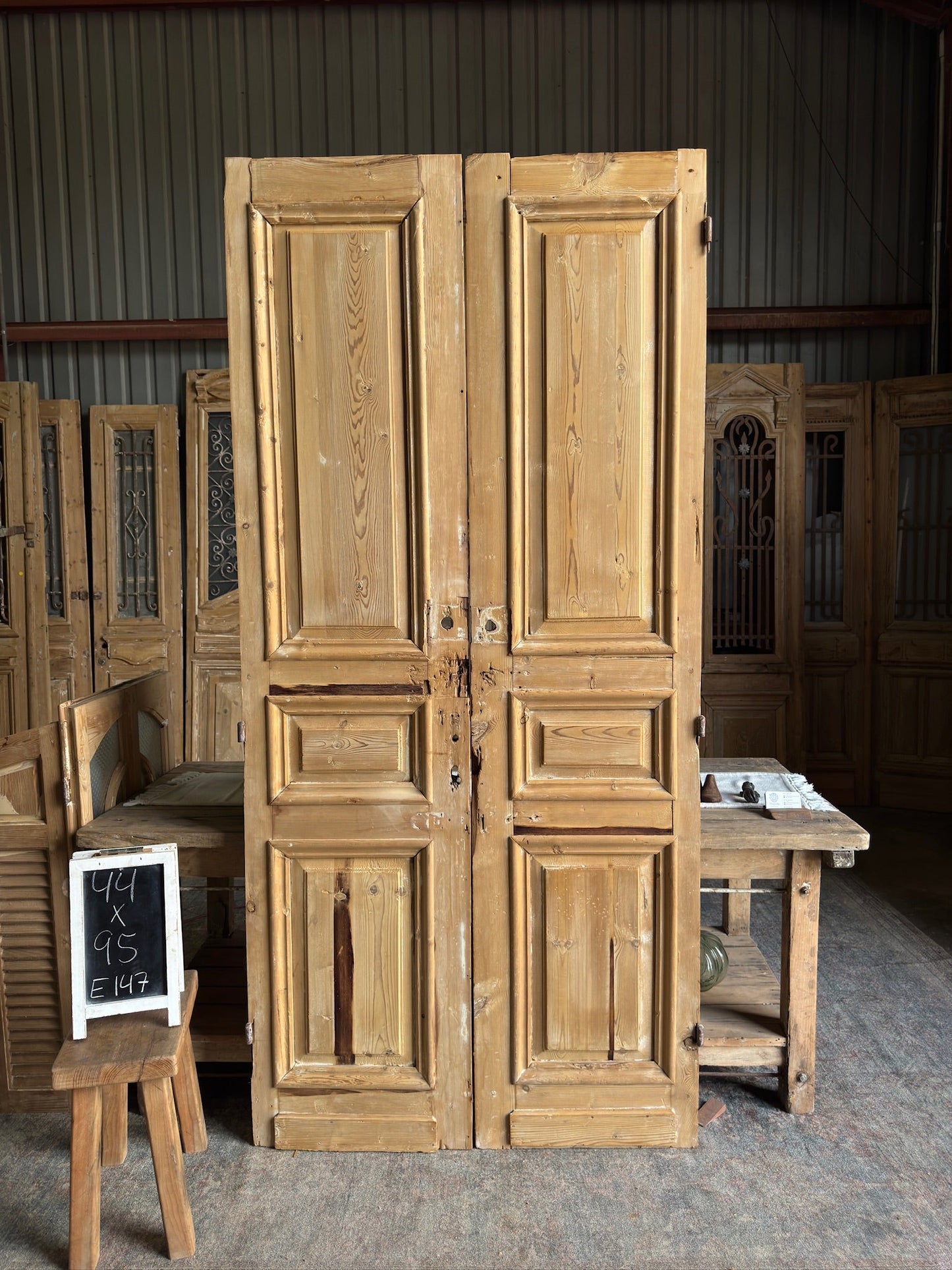 19th Century Raised Molding Antique French Doors - 44x95 E147 - Magnolia Antique Door Co.