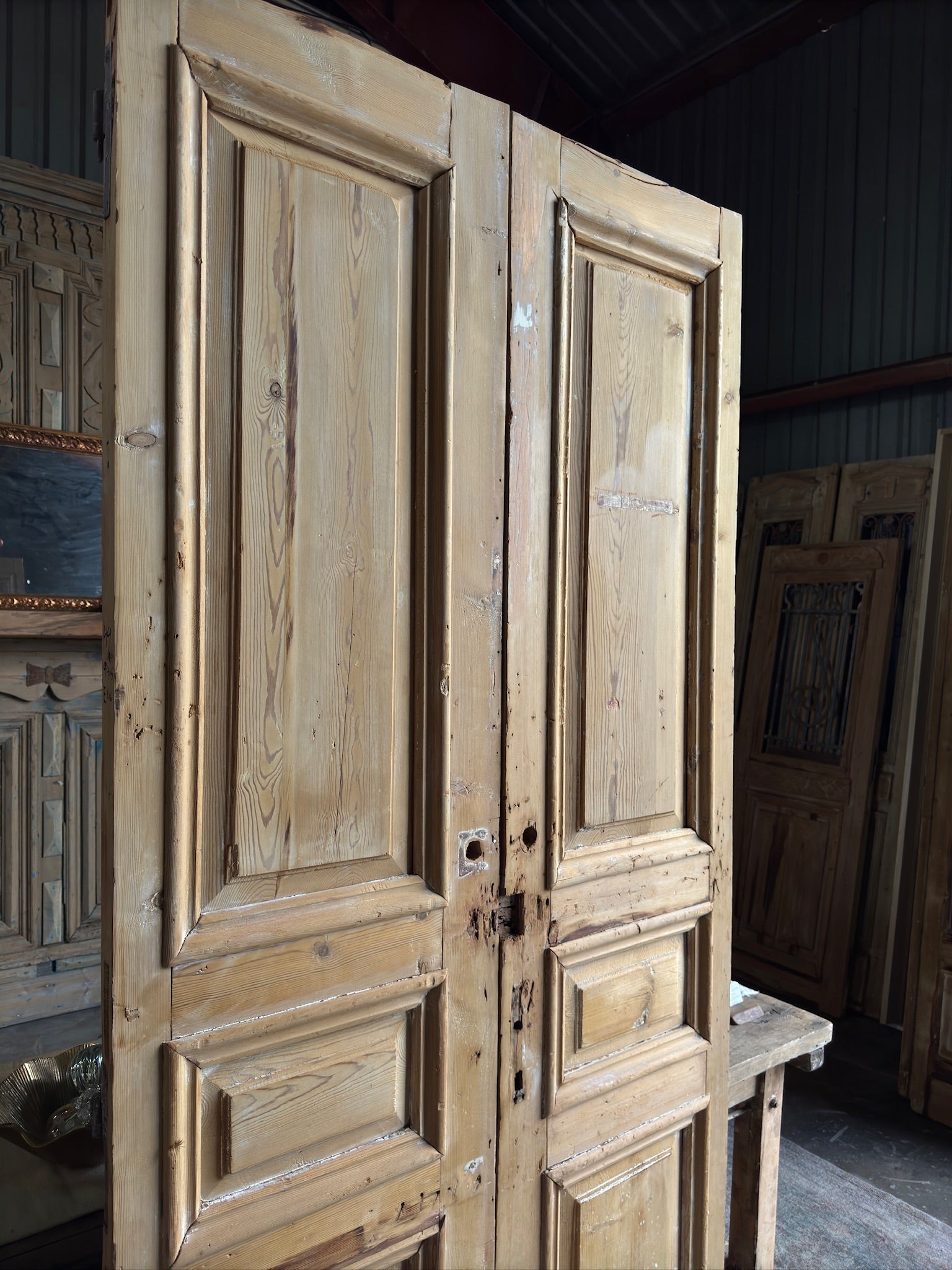 19th Century Raised Molding Antique French Doors - 44x95 E147 - Magnolia Antique Door Co.