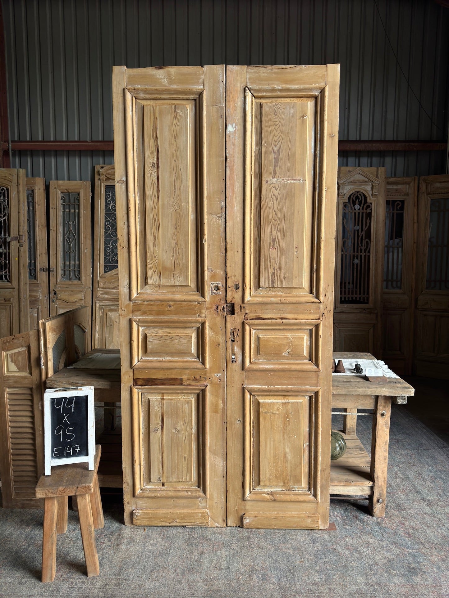 19th Century Raised Molding Antique French Doors - 44x95 E147 - Magnolia Antique Door Co.