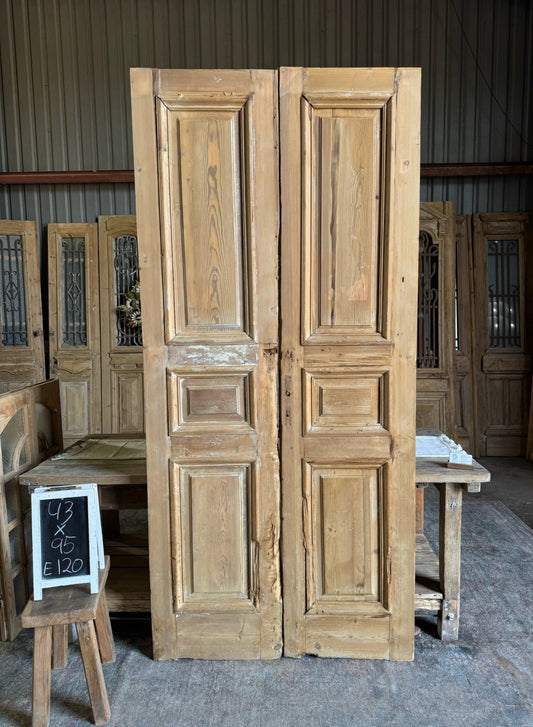 19th Century Raised Molding French Doors - 43x95 E120 - Magnolia Antique Door Co.