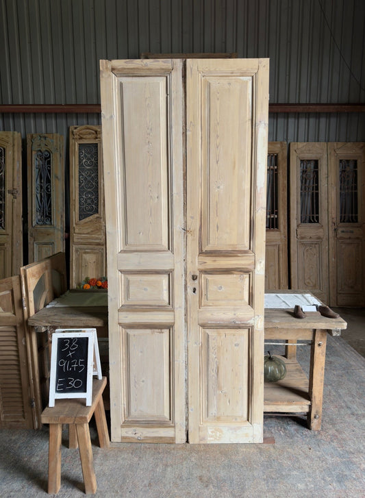 19th Century Solid Antique French Doors - 38x91.75 E30 - Magnolia Antique Door Co.