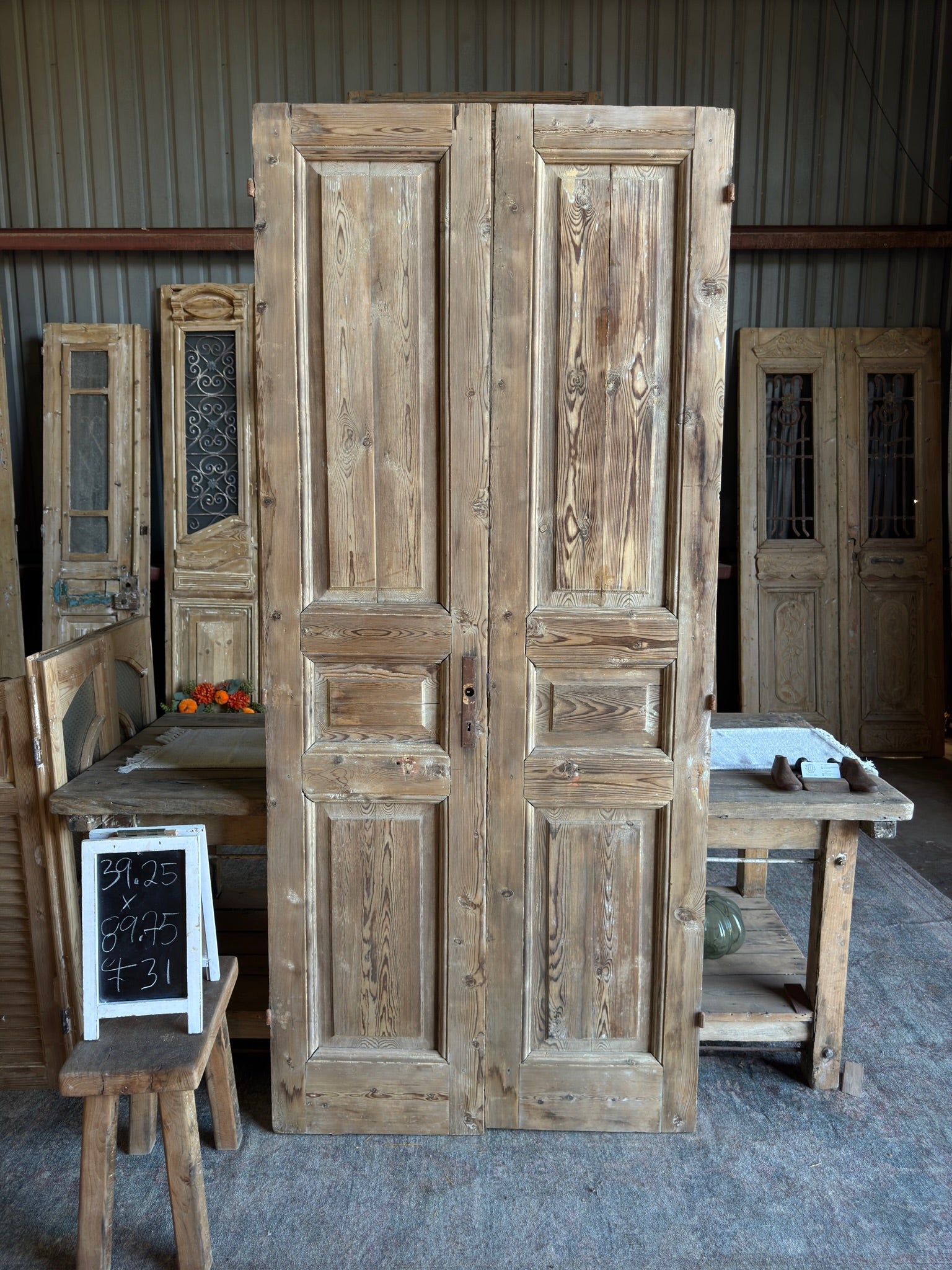 19th Century Solid Antique French Doors - 39.25x89.75 F31 - Magnolia Antique Door Co.