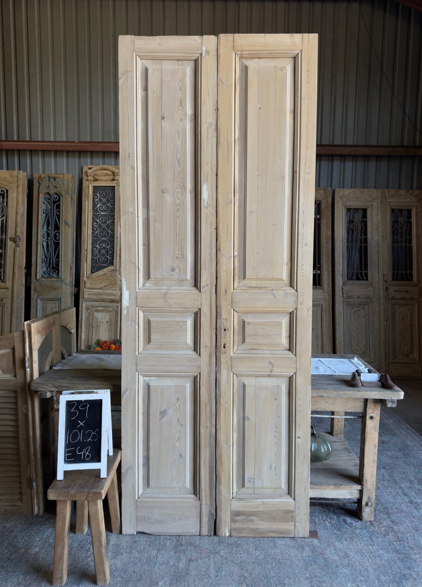 19th Century Solid Antique French Doors - 39x101.25 E48 - Magnolia Antique Door Co.