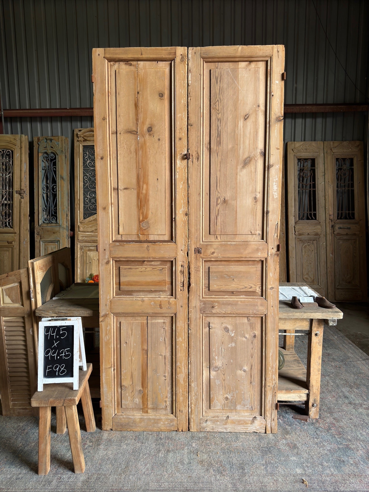 19th Century Solid Antique French Doors - 44.5x94.75 F98 - Magnolia Antique Door Co.