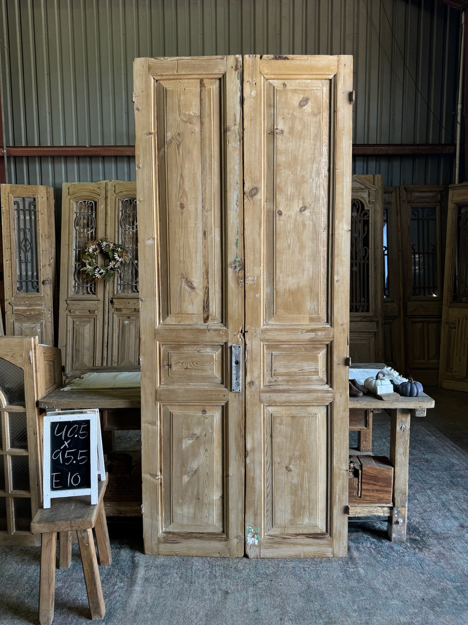 19th Century Solid French Doors - 40.5x95.5 E10 - Magnolia Antique Door Co.