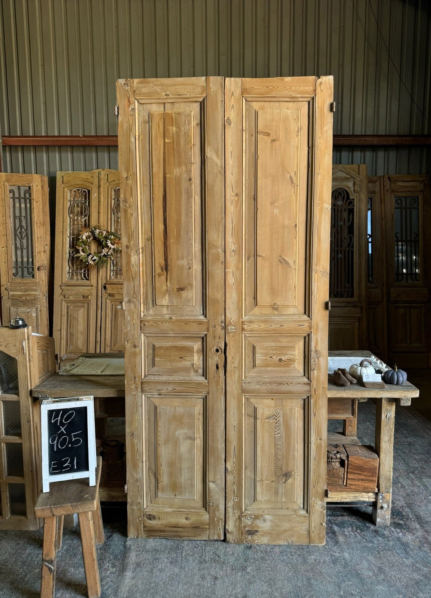 19th Century Solid French Doors - 40x90.5 E31 - Magnolia Antique Door Co.