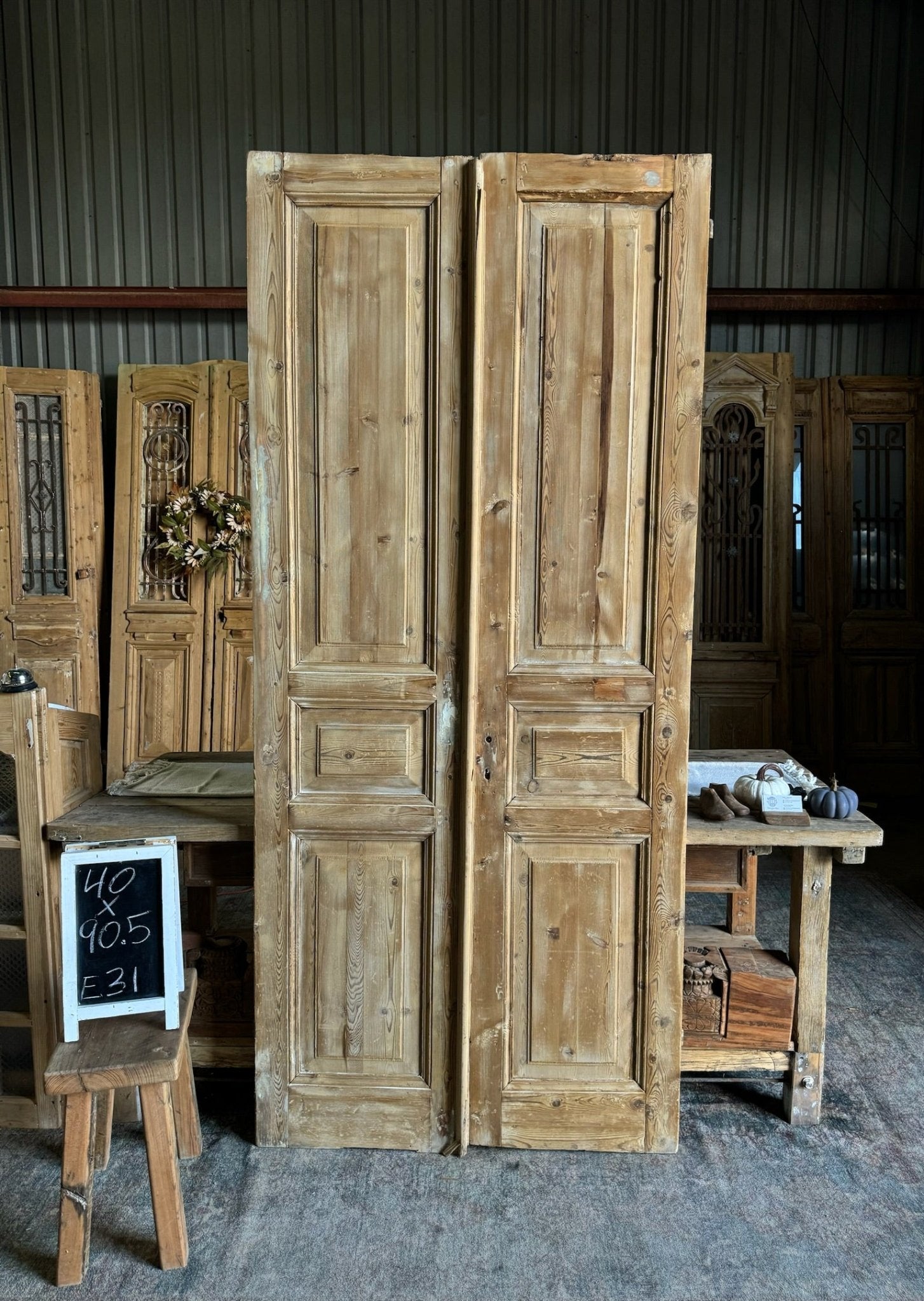 19th Century Solid French Doors - 40x90.5 E31 - Magnolia Antique Door Co.