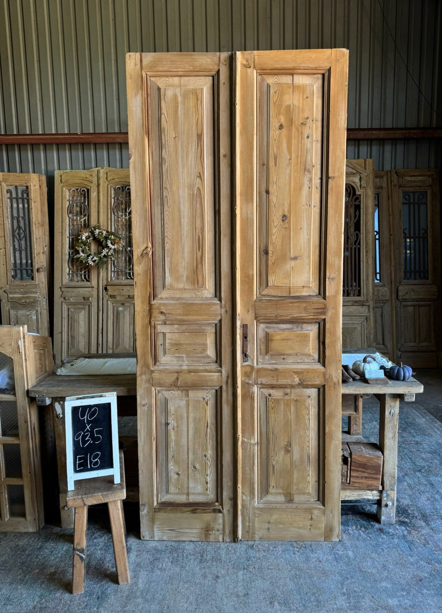 19th Century Solid French Doors - 40x93.5 E18 - Magnolia Antique Door Co.