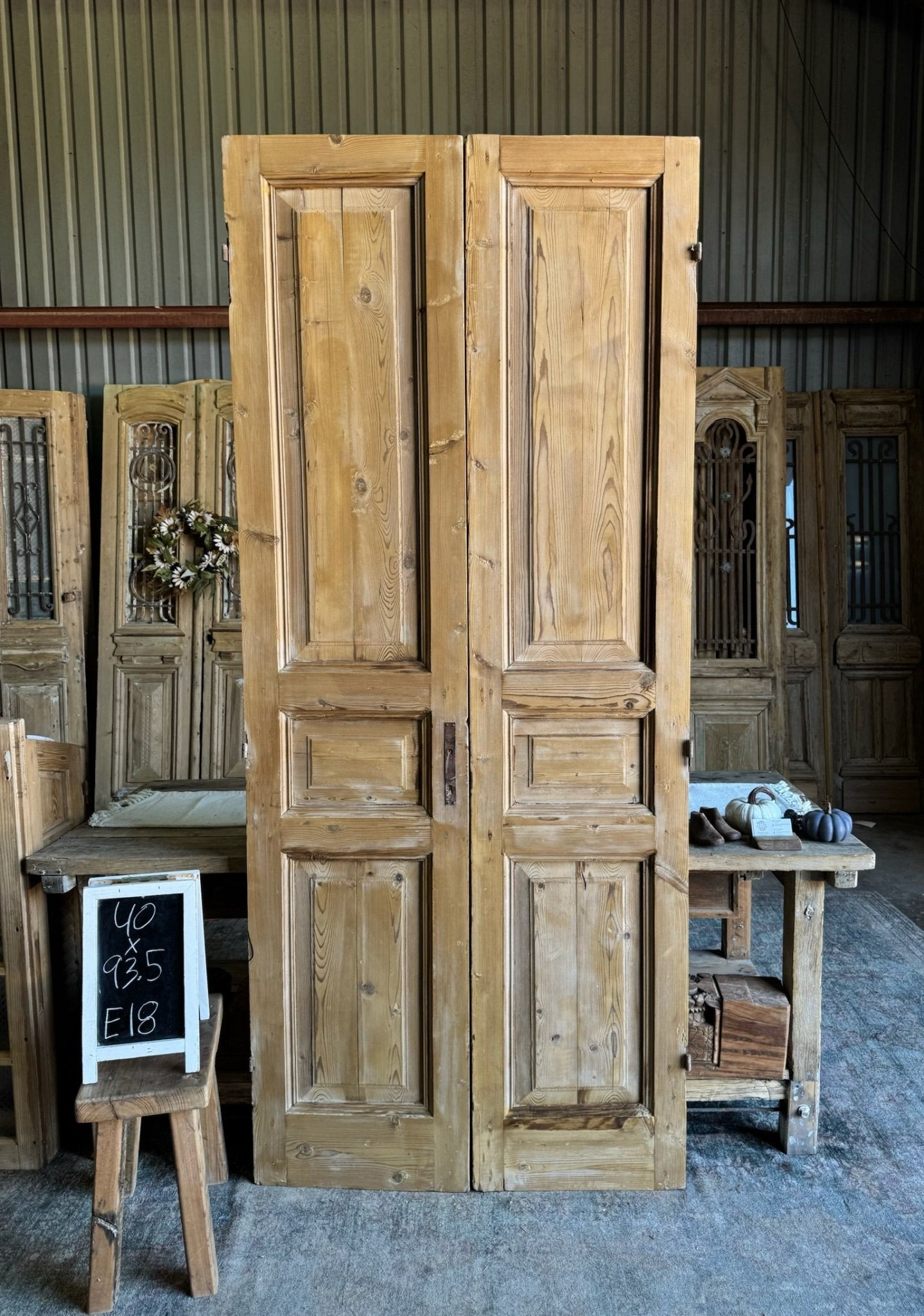 19th Century Solid French Doors - 40x93.5 E18 - Magnolia Antique Door Co.