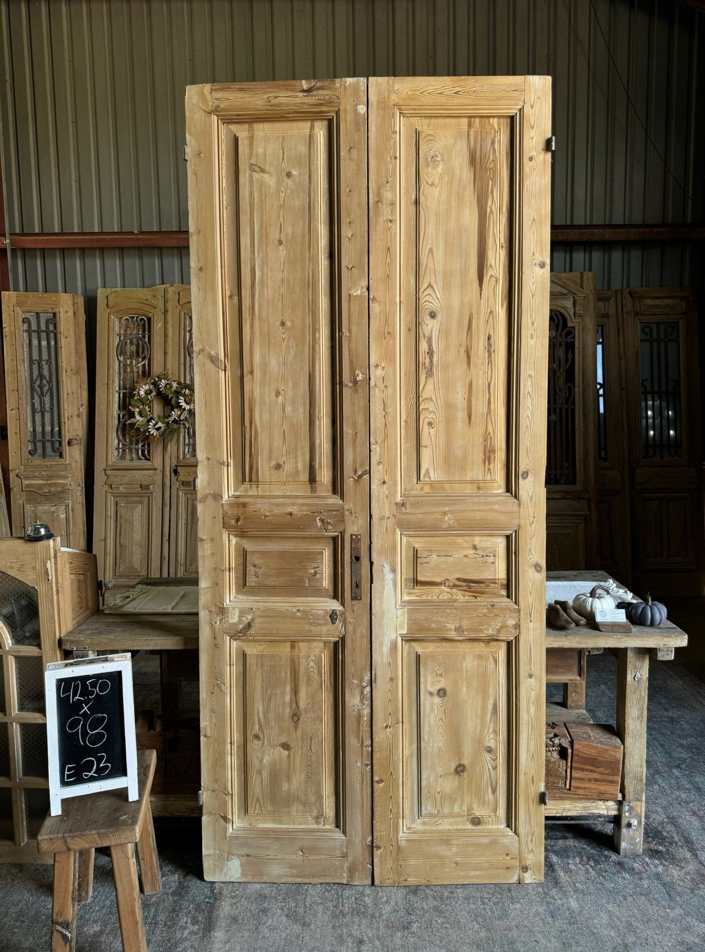 19th Century Solid French Doors - 42.5x98 E23 - Magnolia Antique Door Co.