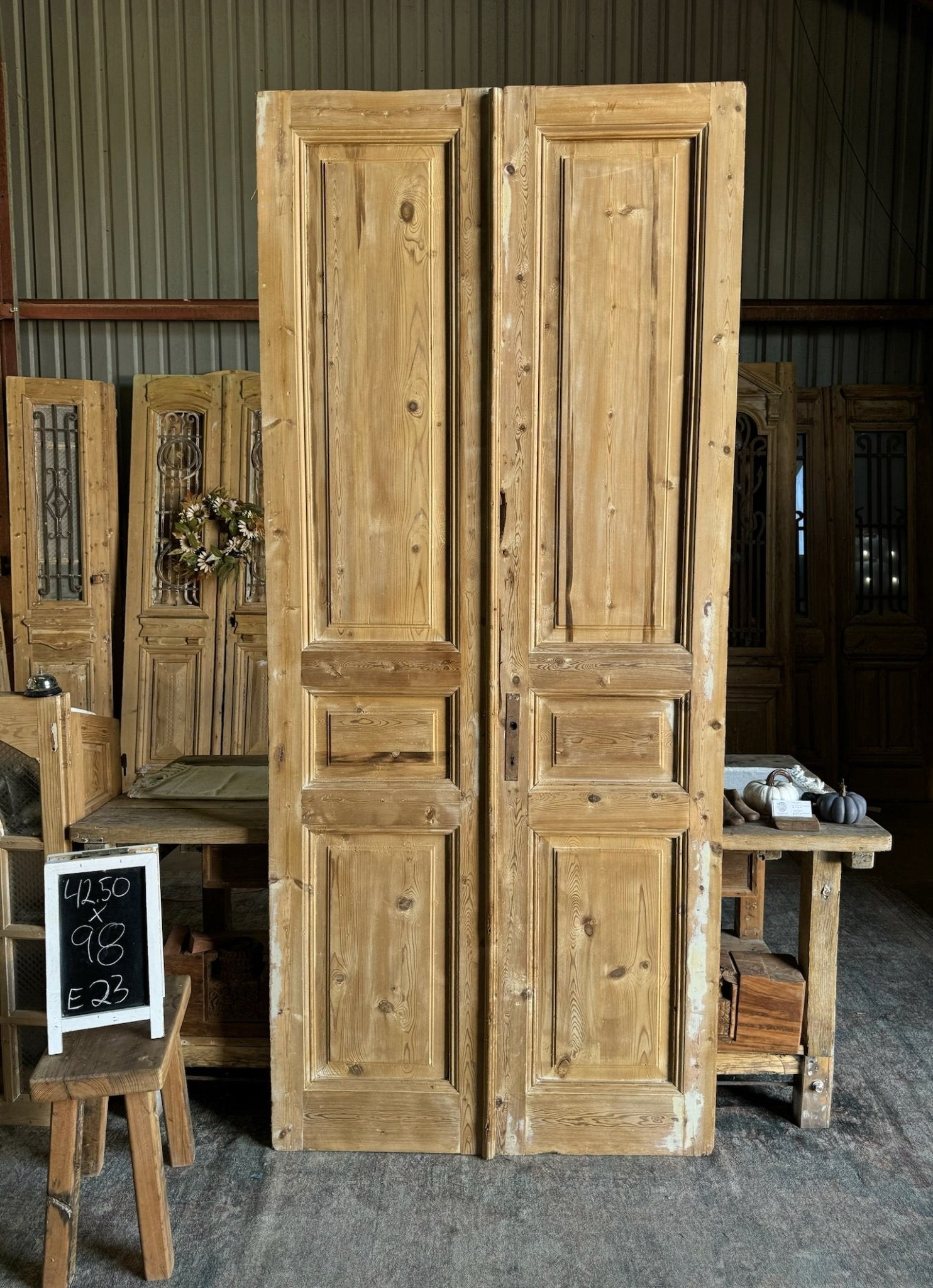 19th Century Solid French Doors - 42.5x98 E23 - Magnolia Antique Door Co.